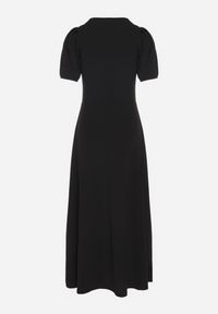 Born2be - Czarna Sukienka Rozkloszowana z Trójkątnym Dekoltem Efralinae. Okazja: na imprezę, na spacer. Kolor: czarny. Sezon: lato. Typ sukienki: rozkloszowane. Styl: elegancki, klasyczny #4