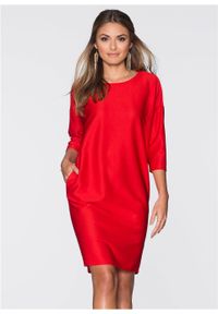 Sukienka z dżerseju, rękawy 3/4 bonprix czerwony. Kolor: czerwony. Materiał: jersey #3