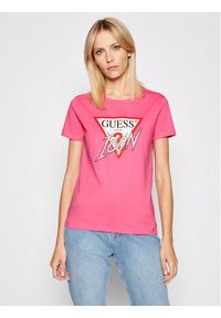 Guess T-Shirt Icon W1YI0Y I3Z00 Różowy Regular Fit. Kolor: różowy. Materiał: bawełna