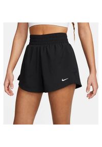 Spodnie treningowe damskie Nike DX6016. Kolor: czarny. Materiał: syntetyk, materiał. Długość: krótkie. Sport: fitness