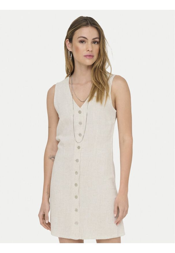 only - ONLY Sukienka codzienna Siesta 15357797 Beżowy jasny Regular Fit. Okazja: na co dzień. Kolor: beżowy. Materiał: wiskoza. Typ sukienki: proste. Styl: casual