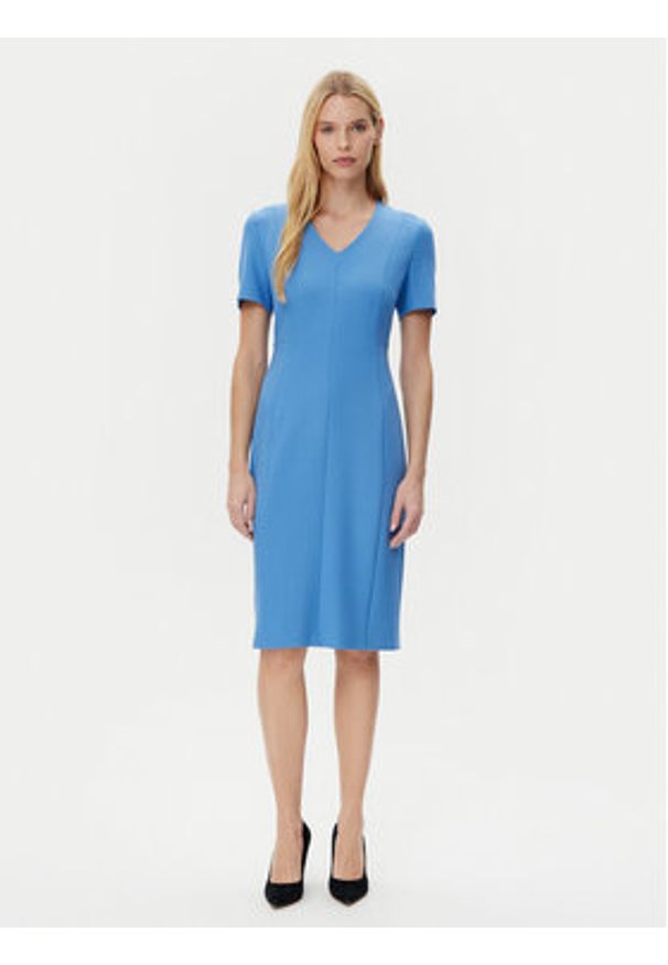 BOSS Sukienka codzienna Damaisa 50490044 Niebieski Slim Fit. Okazja: na co dzień. Kolor: niebieski. Materiał: wiskoza. Typ sukienki: proste. Styl: casual