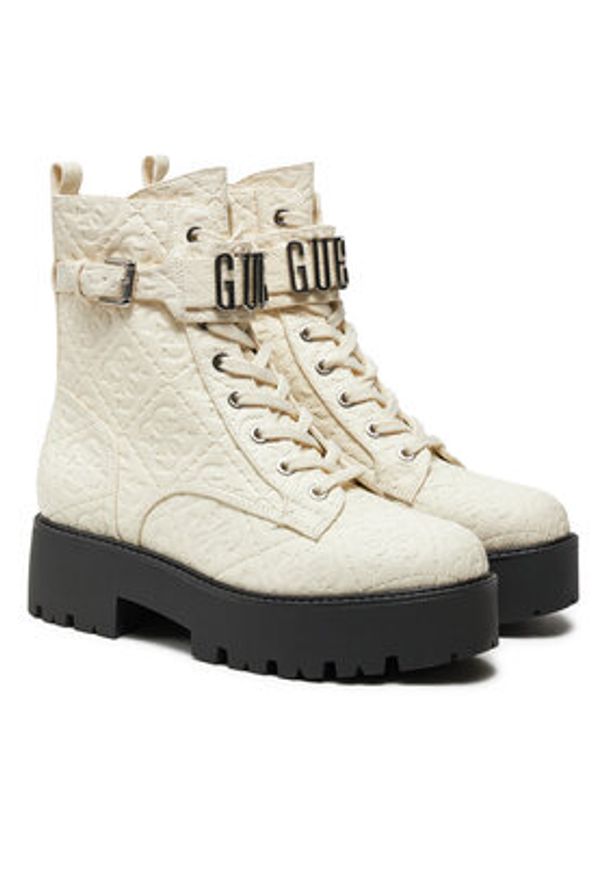 Guess Botki Vaires FLTSOM FAL10 Biały. Kolor: biały. Materiał: skóra