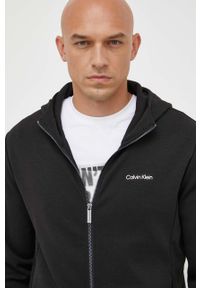Calvin Klein bluza męska kolor czarny z kapturem gładka. Typ kołnierza: kaptur. Kolor: czarny. Materiał: dzianina. Wzór: gładki #4