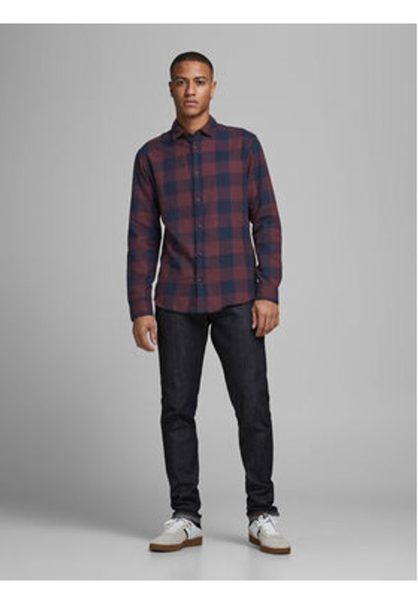 Jack & Jones - Jack&Jones Koszula 12181602 Granatowy Slim Fit. Kolor: niebieski. Materiał: bawełna