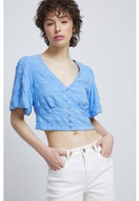 medicine - Medicine bluzka damska kolor niebieski. Kolor: niebieski. Materiał: materiał. Długość rękawa: krótki rękaw. Długość: krótkie #3