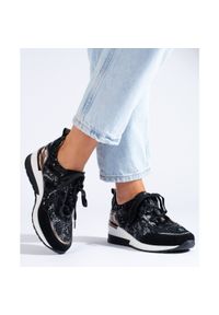 Goodin Skórzane Sneakersy Snake Print czarne. Kolor: czarny. Materiał: skóra. Wzór: nadruk #5