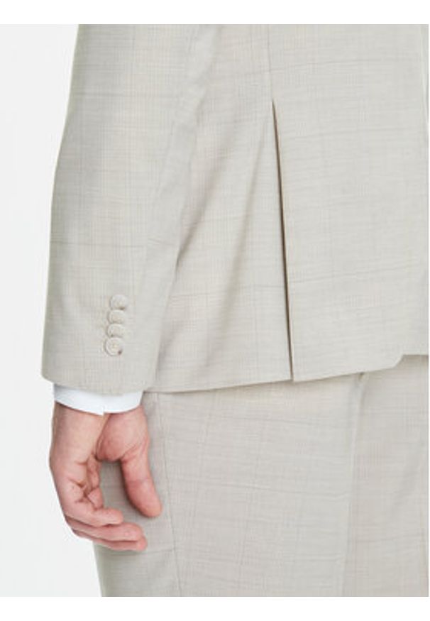 BOSS Garnitur H-Huge 50546099 Beżowy Slim Fit. Kolor: beżowy. Materiał: wełna