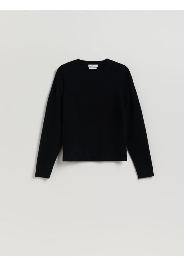 Reserved - Wełniany sweter - czarny. Kolor: czarny. Materiał: wełna
