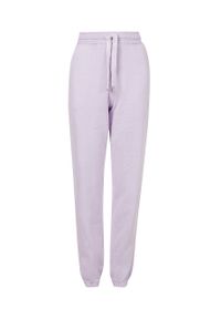 AllSaints spodnie dresowe damskie kolor fioletowy gładkie. Kolor: fioletowy. Materiał: dresówka. Wzór: gładki #2