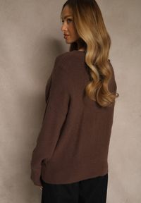 Renee - Brązowy Sweter z Dodatkiem Kaszmiru i Trójkątnym Dekoltem Silefera. Okazja: na co dzień. Kolor: brązowy. Materiał: kaszmir. Styl: casual, elegancki #4