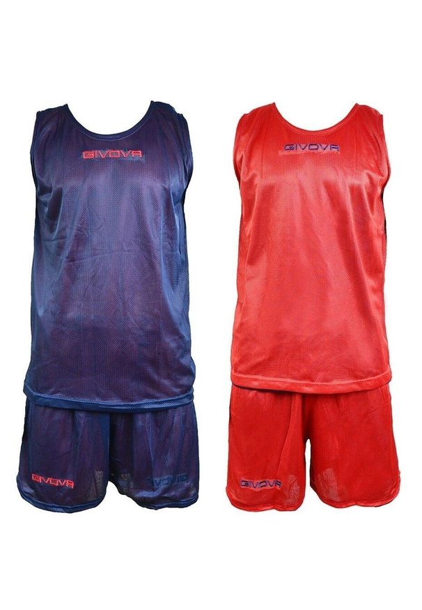 Komplet koszykarski spodenki+koszulka Givova Double granatowo-czerwony. Kolor: wielokolorowy, niebieski, czerwony