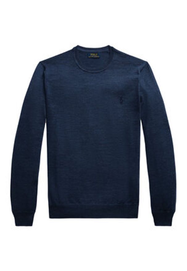 Polo Ralph Lauren Sweter 710946143006 Granatowy Slim Fit. Typ kołnierza: polo. Kolor: niebieski. Materiał: wełna