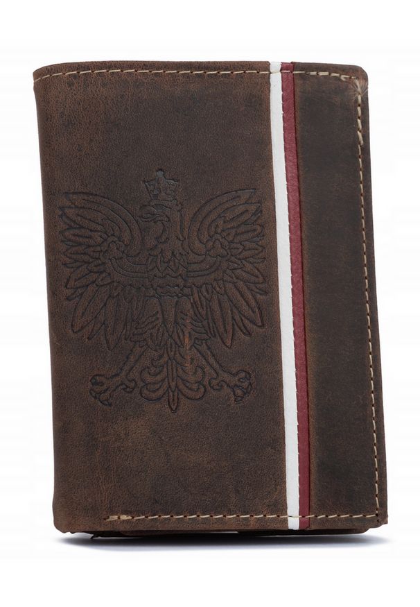 Inny - Portfel skórzany patriotyczny N4A-H-BL c.brązowy. Kolor: brązowy. Materiał: skóra