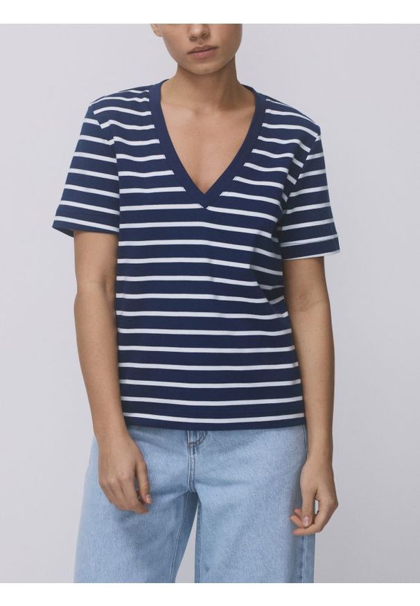 Reserved - T-shirt z bawełny merceryzowanej - wielobarwny. Materiał: bawełna