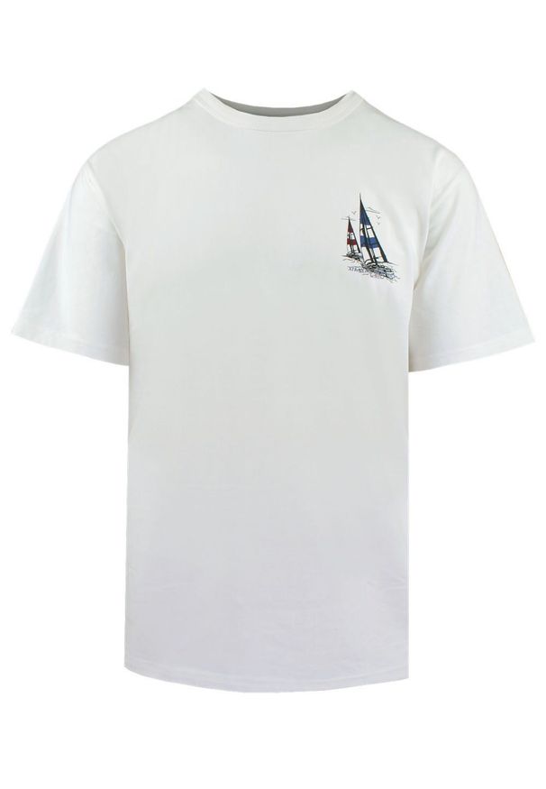 T-Shirt Męski (Relaxed Fit) - Brave Soul - Motyw Żeglarski - Biel. Okazja: na co dzień. Materiał: bawełna. Wzór: nadruk. Sezon: lato, wiosna. Styl: casual