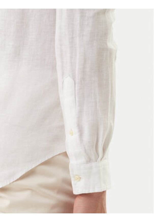 Polo Ralph Lauren Koszula 710968915505 Biały Slim Fit. Typ kołnierza: polo. Kolor: biały. Materiał: len