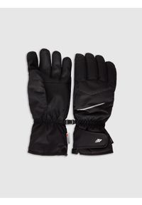 4f - 4F Rękawiczki narciarskie Thinsulate męskie - czarne S. Kolor: czarny. Materiał: materiał. Technologia: Thinsulate. Wzór: paski. Sezon: zima. Sport: narciarstwo #1