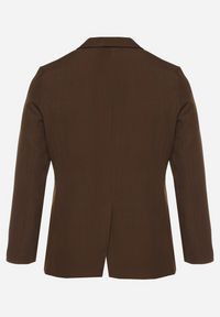 Born2be - Brązowa Jednorzędowa Marynarka z Usztywnioną Linią Ramion Tiolinda. Okazja: na spotkanie biznesowe, do pracy, na co dzień. Kolekcja: plus size. Kolor: brązowy. Materiał: jeans. Styl: elegancki, biznesowy, casual #4