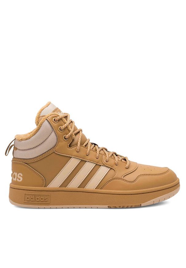Adidas - adidas Sneakersy HOOPS 3.0 MID WINTER IF2636 Beżowy. Kolor: beżowy. Materiał: skóra