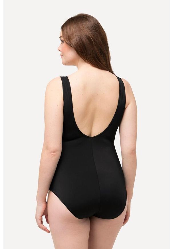 ULLA POPKEN - Damski Kostium kąpielowy Summer Vibes bez miękkich miseczek marszczenia. Kolekcja: plus size. Kolor: czarny. Materiał: poliamid, poliester, materiał, elastan