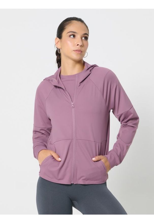 Sinsay - Bluza sportowa z kapturem - różowy. Typ kołnierza: kaptur. Kolor: różowy