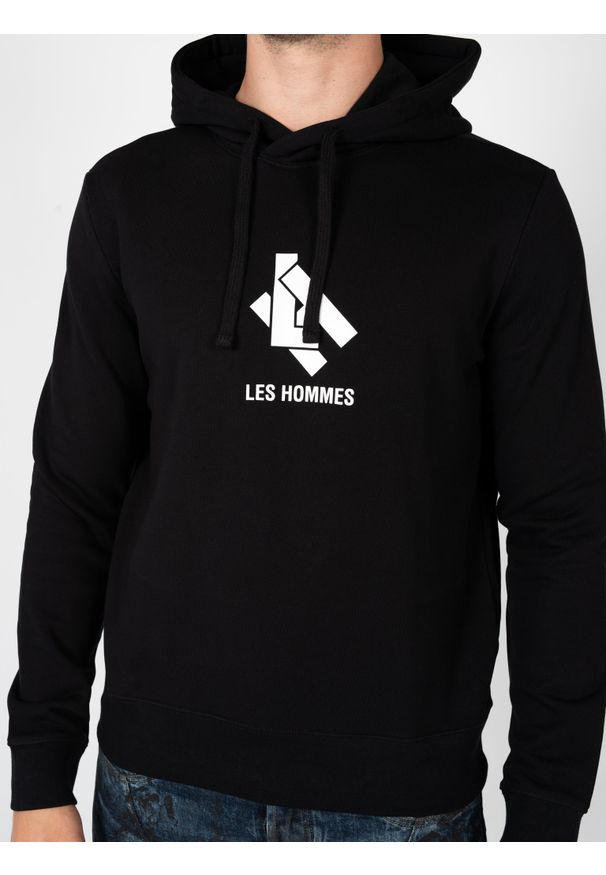 Les Hommes Bluza "Hoodie LH" | LBH1006700P | Mężczyzna | Czarny. Kolor: czarny. Materiał: bawełna. Długość: długie. Wzór: nadruk