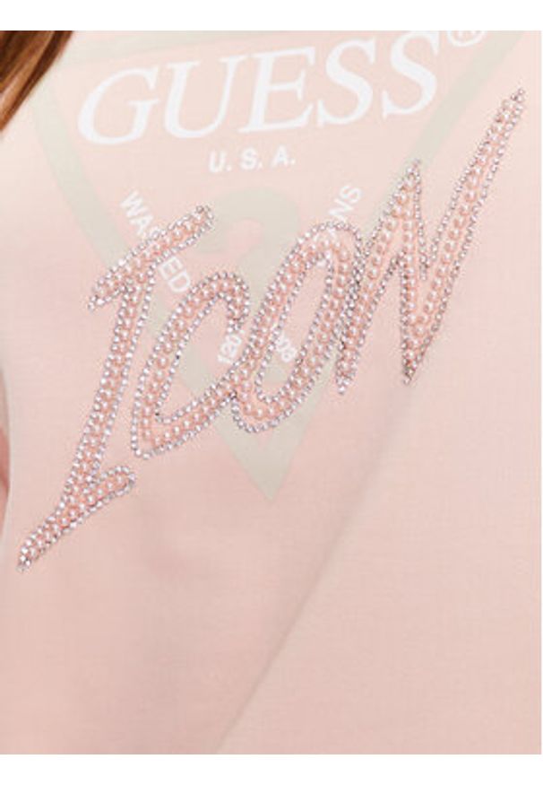 Guess Bluza W3YQ01 KB683 Różowy Regular Fit. Kolor: różowy. Materiał: bawełna, syntetyk