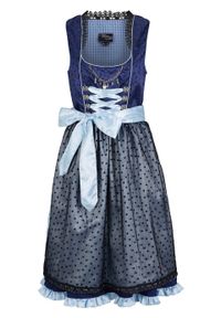 Sukienka w ludowym stylu w serca bonprix kobaltowy z nadrukiem. Kolor: niebieski. Wzór: nadruk #1
