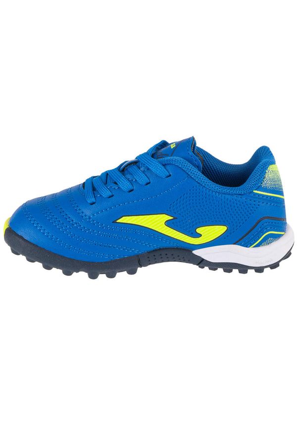 Buty piłkarskie dla dzieci Joma Toledo. Kolor: niebieski. Materiał: materiał, syntetyk. Szerokość cholewki: normalna. Sport: piłka nożna