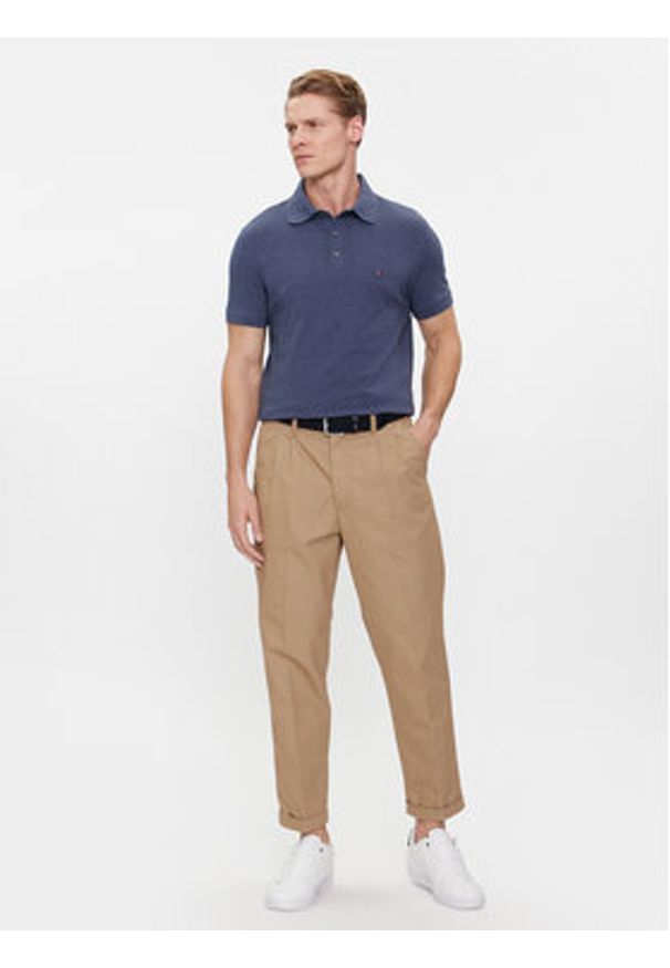 TOMMY HILFIGER - Tommy Hilfiger Polo 1985 MW0MW17771 Niebieski Slim Fit. Typ kołnierza: polo. Kolor: niebieski. Materiał: bawełna