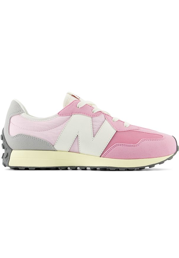 Buty dziecięce New Balance GS327RK – różowe. Okazja: na co dzień. Kolor: różowy. Materiał: materiał, syntetyk, guma. Szerokość cholewki: normalna