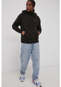 Tommy Jeans Bluza męska kolor czarny z kapturem gładka. Typ kołnierza: kaptur. Kolor: czarny. Materiał: poliester. Wzór: gładki