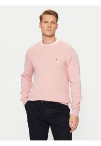 TOMMY HILFIGER - Tommy Hilfiger Sweter MW0MW37400 Różowy Slim Fit. Kolor: różowy. Materiał: bawełna