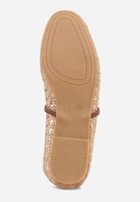 Born2be - Beżowe Ażurowe Balerinki z Imitacji Plecionki z Paskiem Naeraea. Okazja: na co dzień. Zapięcie: pasek. Kolor: brązowy. Materiał: len. Wzór: ażurowy. Sezon: wiosna, lato. Styl: casual, klasyczny #9