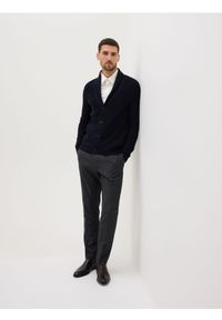 Reserved - Kardigan z wełną - granatowy. Kolor: niebieski. Materiał: wełna #1