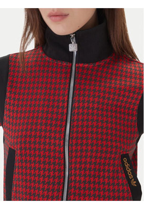 Adidas - adidas Bluza Houndstooth JY3461 Czerwony Regular Fit. Kolor: czerwony. Materiał: bawełna