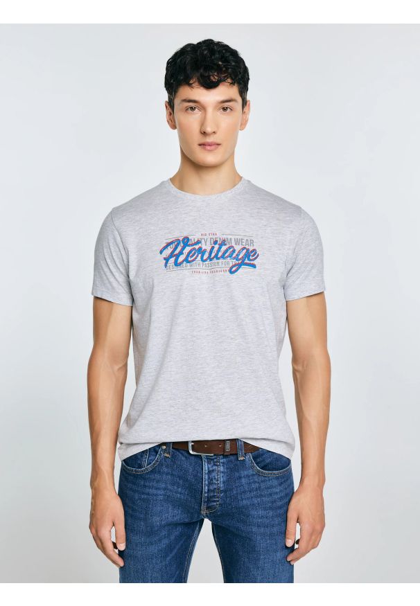 Big-Star - Koszulka męska z nadrukiem szara Keren 902. Kolor: szary. Materiał: bawełna. Wzór: nadruk