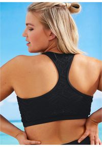 bonprix - Biustonosz bikini bustier z koronki. Kolor: czarny. Materiał: koronka. Wzór: koronka