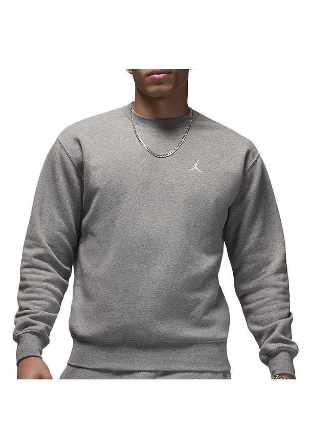 Bluza Jordan Brooklyn FV7293-091 - szara. Typ kołnierza: kaptur. Kolor: szary. Materiał: bawełna, poliester, materiał. Wzór: aplikacja. Styl: klasyczny, sportowy