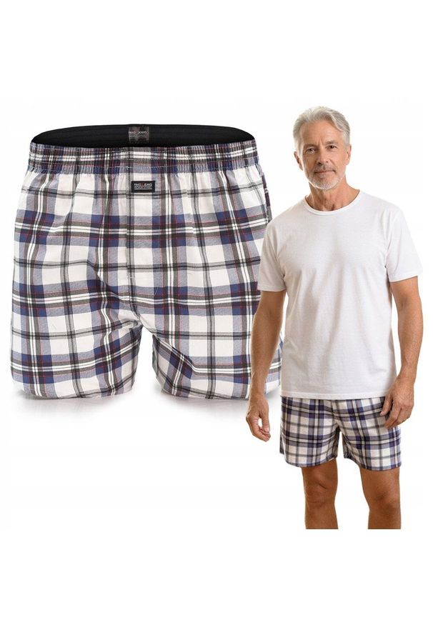 Męskie Bokserki Bawełniane - Pako Jeans - w Kratę. Kolor: wielokolorowy. Materiał: bawełna