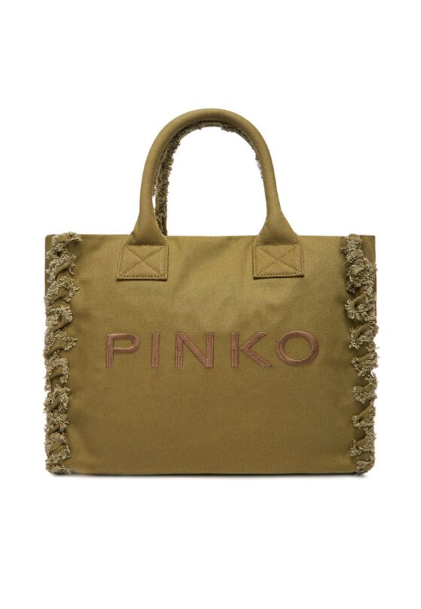 Pinko - PINKO Torba BEACH SHOPPING CANVAS RICICLATO Zielony. Kolor: zielony