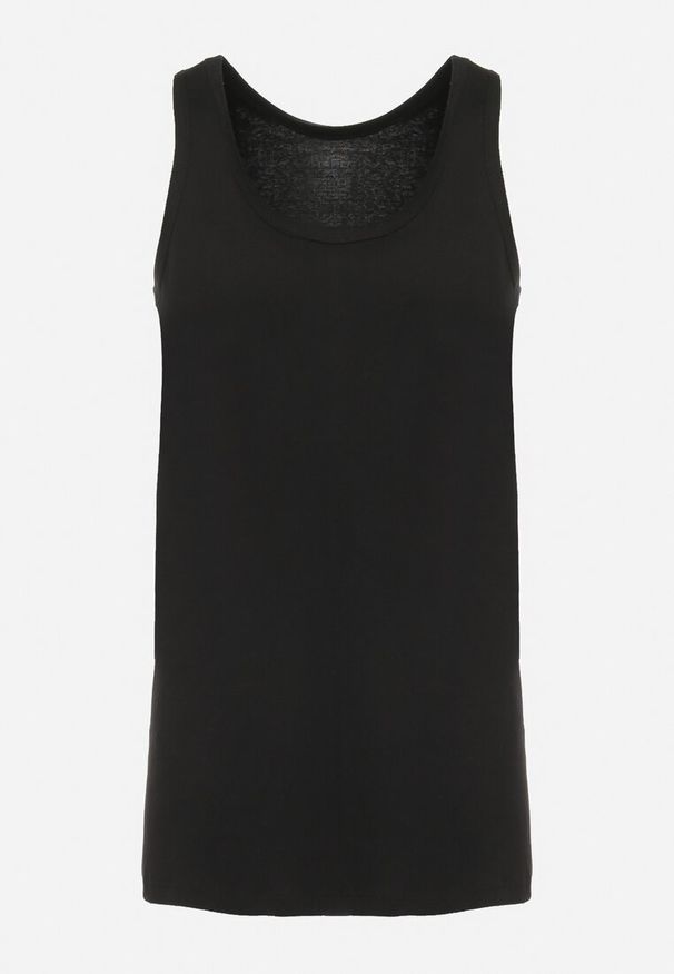 Born2be - Czarna Klasyczna Koszulka Bez Rękawów Tank Top Clecotia. Kolor: czarny. Długość rękawa: bez rękawów