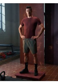 4f - Spodenki treningowe szybkoschnące męskie 4F x Robert Lewandowski. Kolor: brązowy. Materiał: dzianina, włókno. Długość: krótkie #1