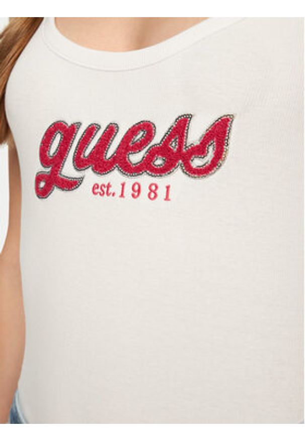 Guess Top W5RP03 KA0H1 Biały Regular Fit. Kolor: biały. Materiał: bawełna