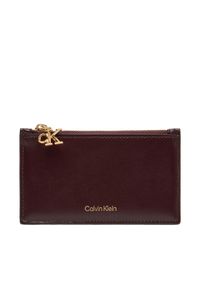 Calvin Klein Etui na karty kredytowe Ck Zip Cardcase 6Cc LV04F1076G Bordowy. Kolor: czerwony. Materiał: skóra