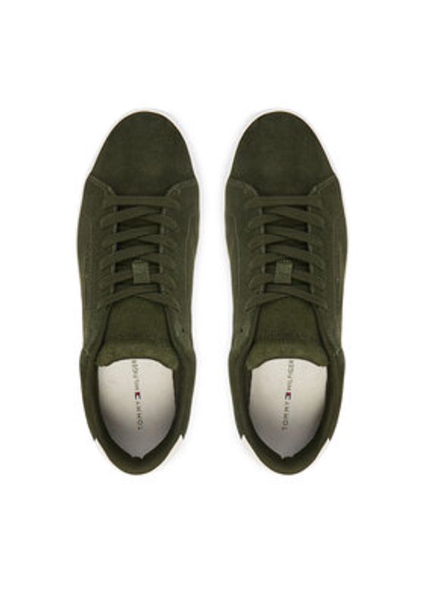 TOMMY HILFIGER - Tommy Hilfiger Sneakersy Th Court Core Suede FM0FM05716 Zielony. Kolor: zielony. Materiał: skóra, zamsz