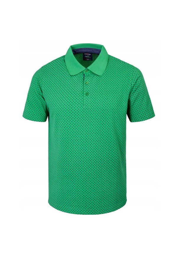Koszulka Polo - Męska - Pako Jeans - Zielona w Drobny Groszek. Okazja: na co dzień. Typ kołnierza: polo. Kolor: zielony. Materiał: bawełna. Wzór: grochy. Styl: casual