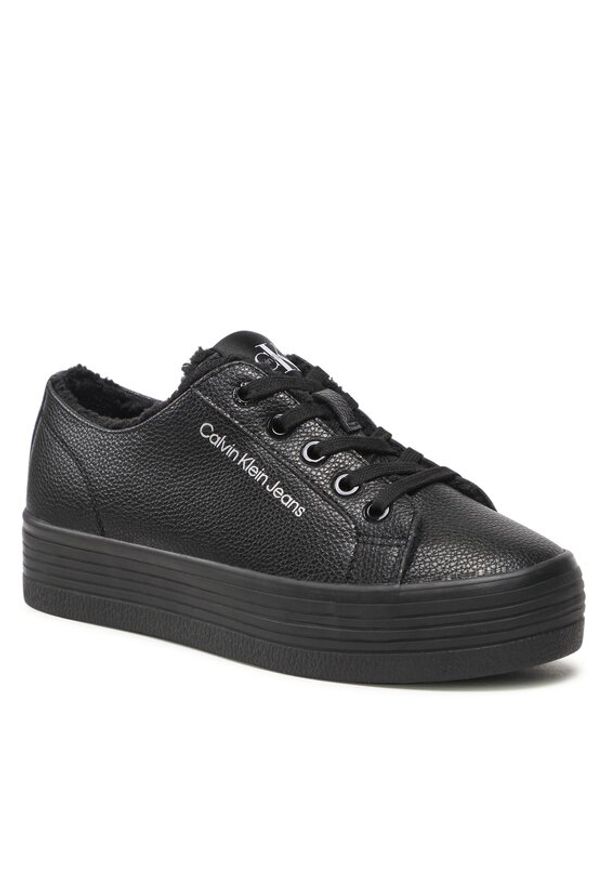 Calvin Klein Jeans Sneakersy Vulc Flatform Laceup Low Lw YW0YW00819 Czarny. Kolor: czarny. Materiał: skóra