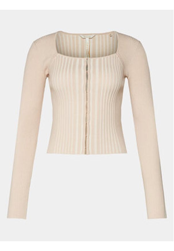 Guess Kardigan Allie W4RR43 Z2YN2 Beżowy Slim Fit. Kolor: beżowy. Materiał: syntetyk